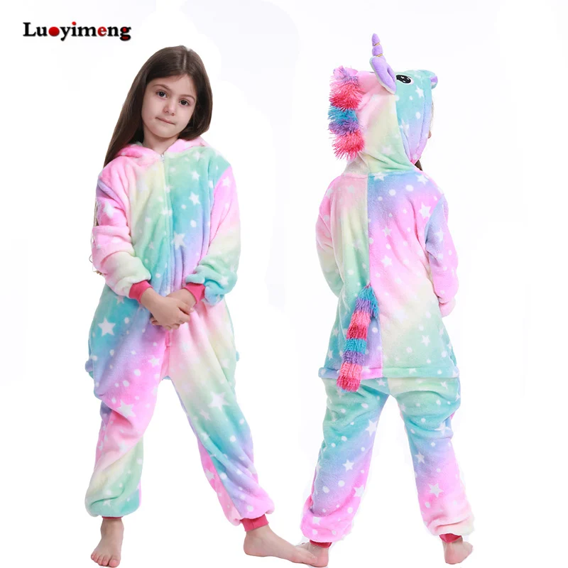 starry sky Пижамы кигуруми для детей, девочек, единорог, аниме, панда, комбинезон, Детский костюм, одежда для сна для мальчиков, одеяло, комбинезон, детские пижамы с единорогом - Цвет: starry sky