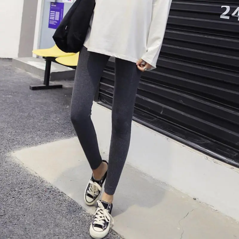 Леггинсы женские хлопковые в рубчик полоску | Женская одежда