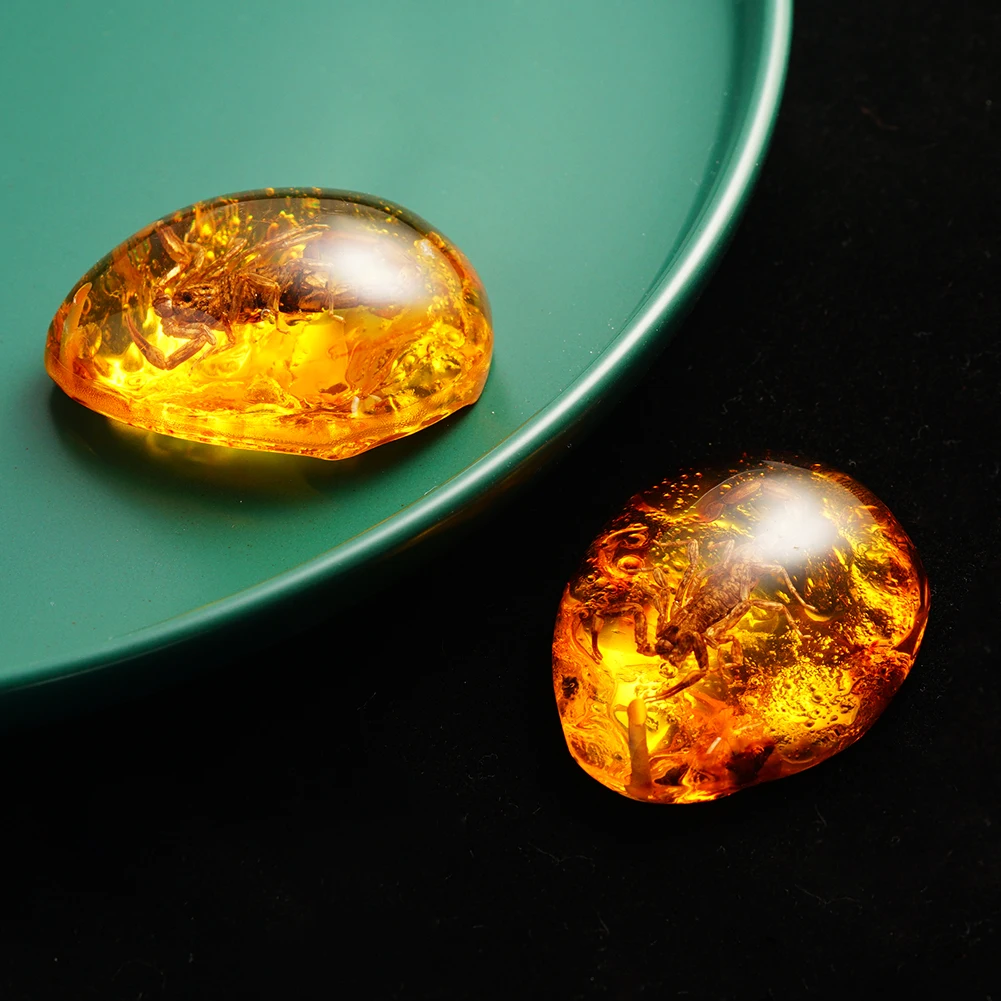 Натуральный Янтарный Скорпион образец насекомых камень кулон ожерелье