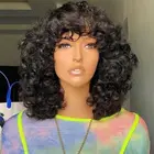 Кудрявые короткие парики Джерри из человеческих волос с нарезанными волосами с челкой медовый светлый цвет Омбре без шнуровки передний парик для черных женщин неповрежденные волосы