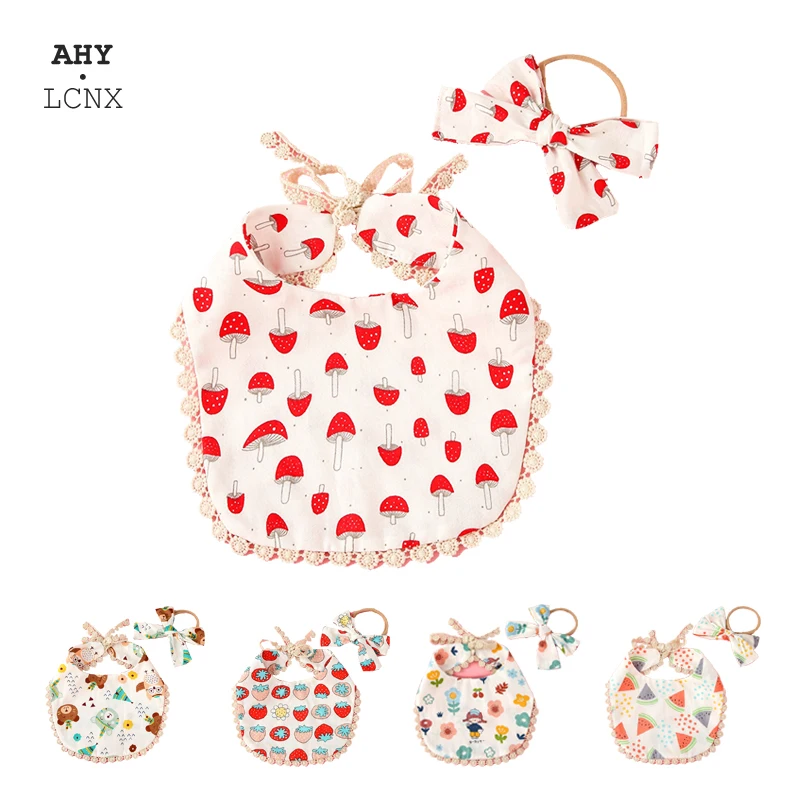 

2 шт., детский хлопковый нагрудник с цветочным принтом