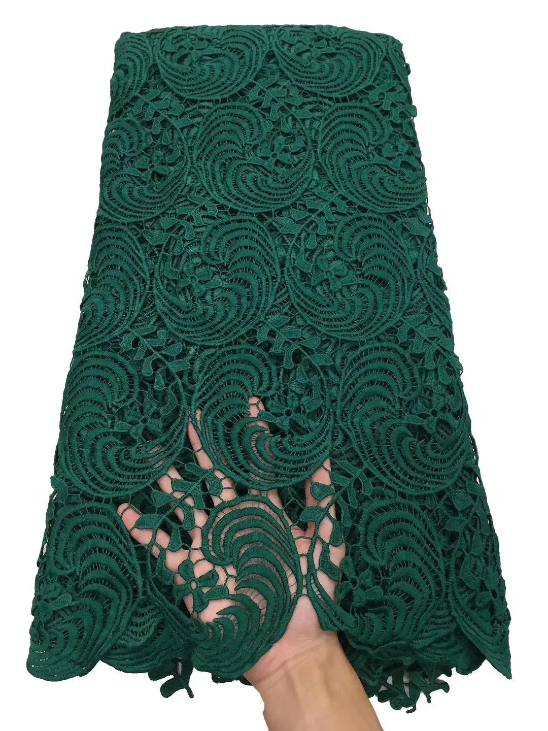 

Зеленый Новое поступление африканская кружевная ткань с вышивкой водорастворимый кружевная ткань горячая Распродажа гипюровый шнур для вечерние свадебные туфли