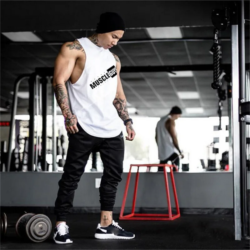 Майка мужская для фитнеса и бодибилдинга модная спортивная рубашка одежда