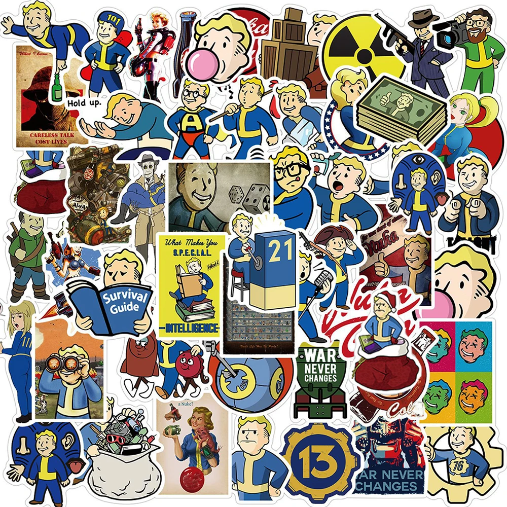 

10/30/50PCS Cute Fallout Game Stickers Aesthetic Laptop Luggage Water Bottle Waterproof DIY Graffiti Decal Sticker Packs Kid Toy