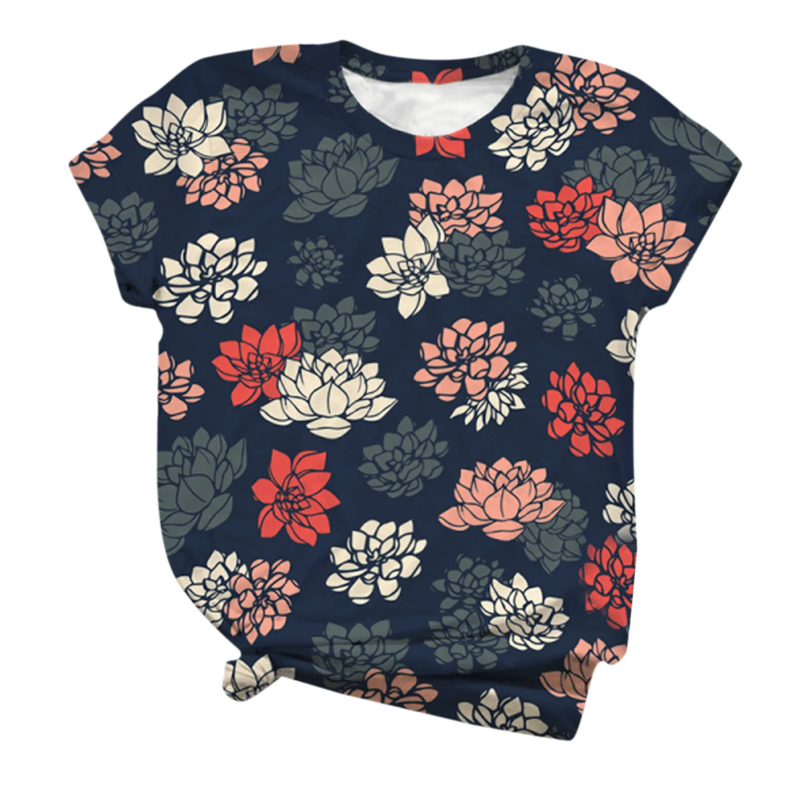 

Flowers Harajuku Shirts Women Casual Plus Size Female T-shirt Short Sleeve 3d Flowers Printed O-neck Tops Tee Tshirts Vintage A2