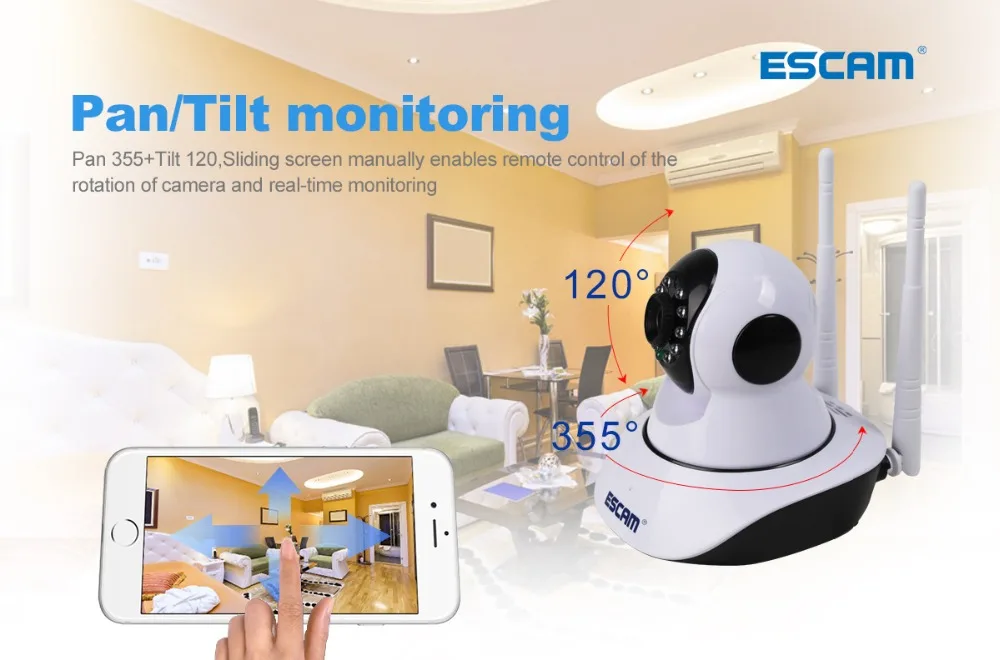 Ip-камера ESCAM G01/02 1MP 720 P/1080 p с датчиком движения PTZ