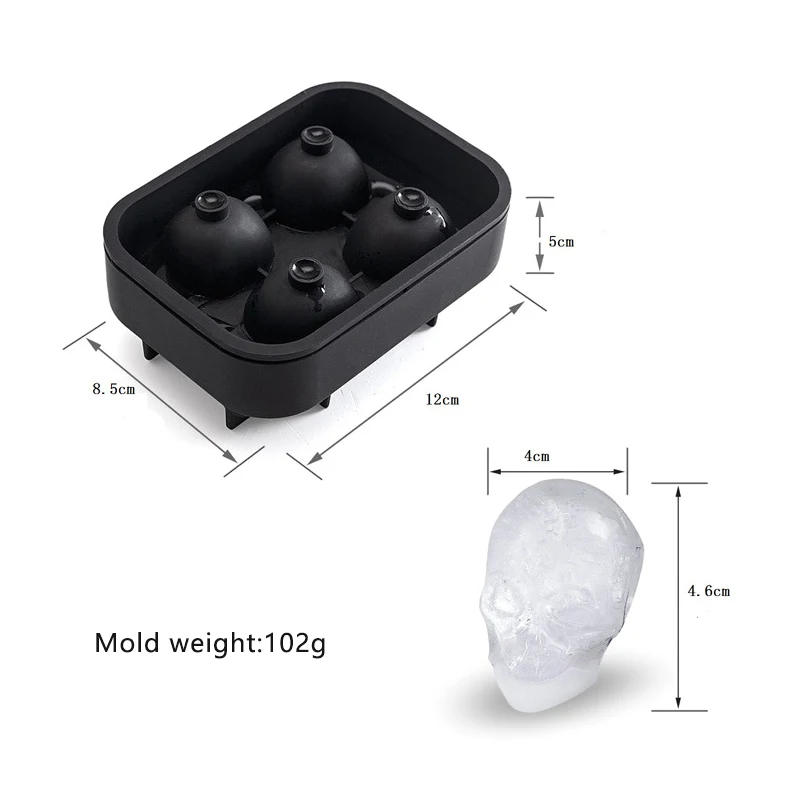 Ice Cube Maker Skull Shape Chocolate Mould Tray Cream DIY Tool Whiskey Wine Cocktail 3D Silicone Mold Kitchen tools | Дом и сад