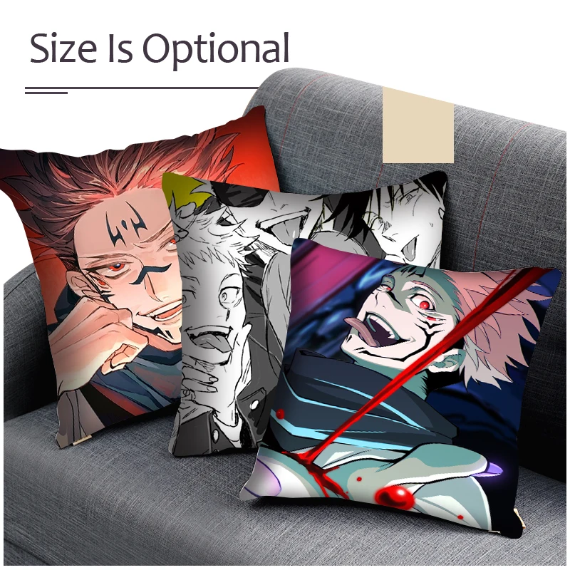 Hot Sale Jujutsu Kaisen Figures Printed Pillow Cover Home Sofa Cushion Case Throwing |