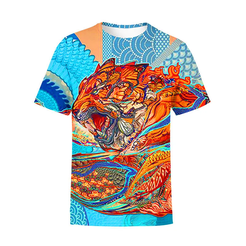 

2021 New Tiger 3D T Shirt Boys Girl Children Summer Fashion Short Sleeve Printed Animal T-Shirt Cool Tops Tees Boy Girl Clothing