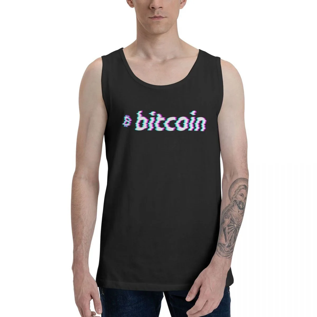 

Мужская майка с логотипом биткоина, летние футболки для спортзала Модный Блестящий крипто-жилет
