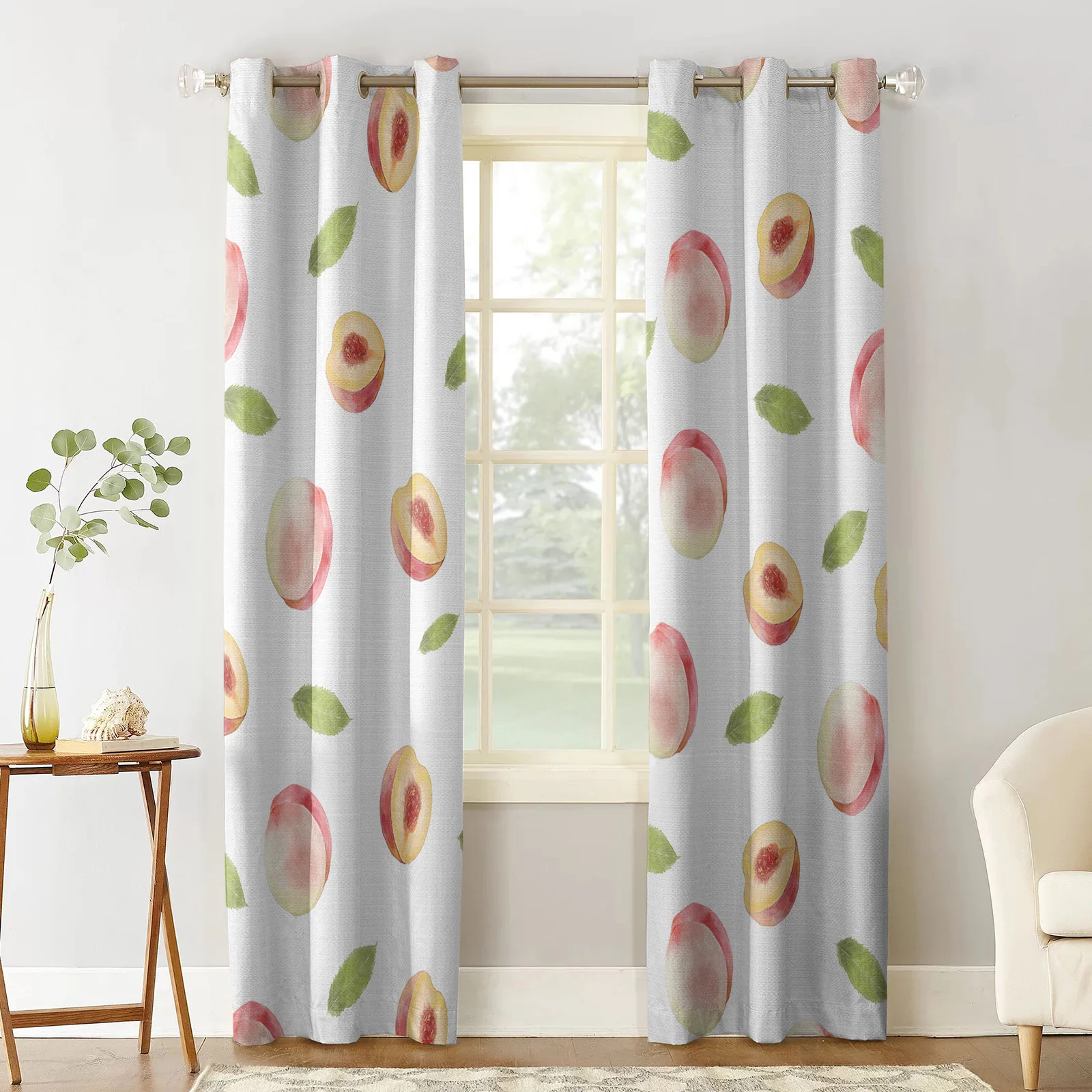 Простые современные оконные занавески с фруктами персиками для спальни