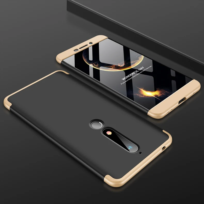 Для Nokia 6,1 TA 1043 чехол цветной 360 градусов защищенный полный корпус матовый чехол для Nokia 6 TA-1043 с защитным стеклом