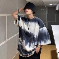2020 gradient tie dye tops short sleeved t shirt men tshirt male students loose personality five point half sleeved mens clothes