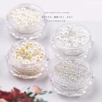 2 box charm pearls 3d nail art decorations mixed metal caviar beads shiny jewelry fashion designs manicure books accessories