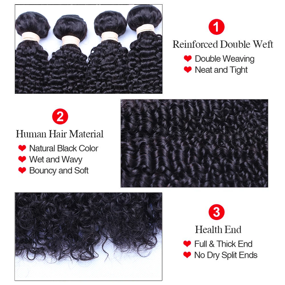 YYgY Brazilian Kinky Curly Hair 1/3/4 Bundles Deep Curly Hair Weaves 26 28 30 Inch Natural Remy Human Hair Extensions
