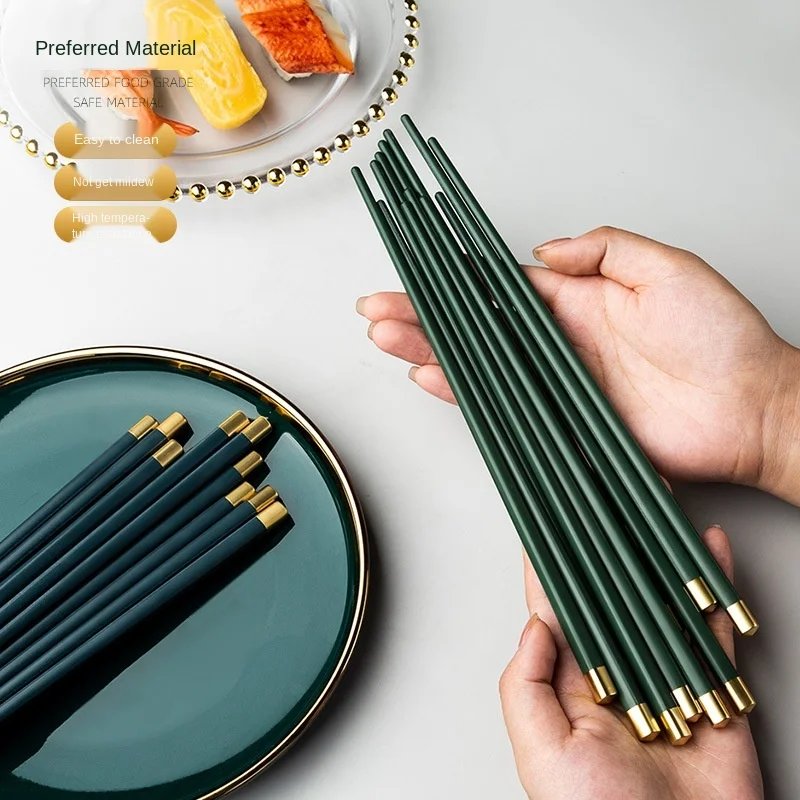 

1 Pair Chinese Style Chopsticks Tableware Food Stick Alloy Catering Chopsticks Sushi Sticks Non-slip Household Kitchen Utensils