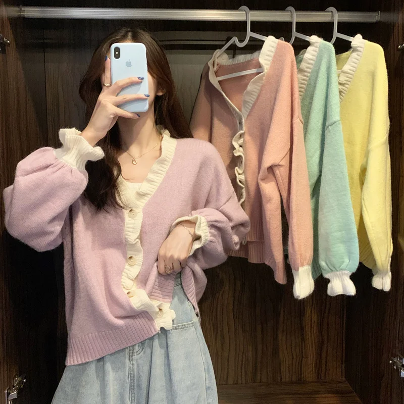 

Свитер, пальто, Женский вязаный кардиган на весну и осень-зиму, новый дизайн 2021 года в Корейском стиле ощущение свободы