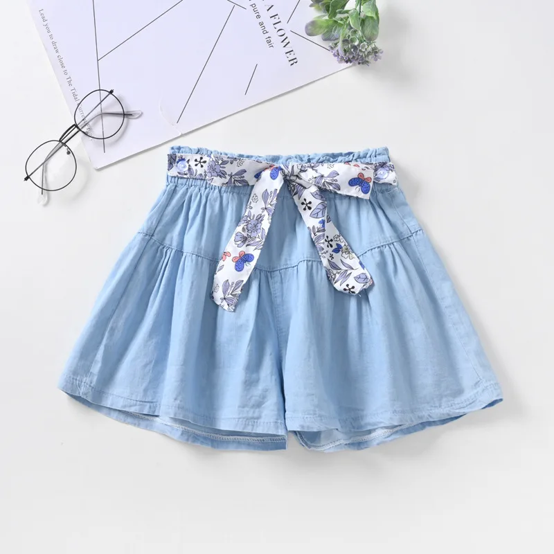 

2021 джинсовые шорты для девочек летние кружевные штаны для девочек-подростков детская одежда с бантом детские джинсовые шорты с цветочной в...