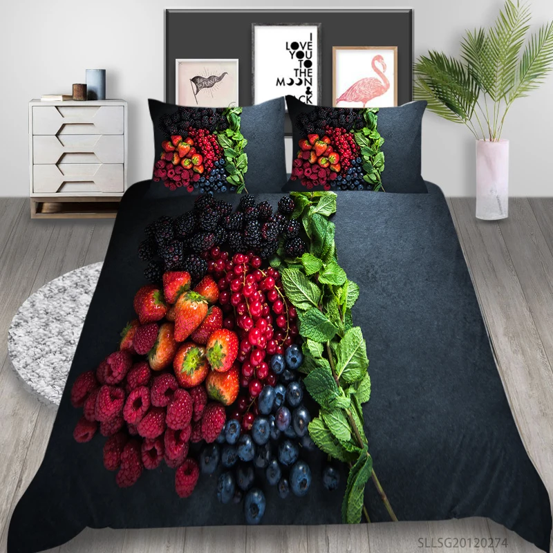 

Fruit Bedding Set Fashion Duvet Cover Set Adult Children Bed Quilt Cover Pillowcase King Queen Full Double Single 2/3 Pcs