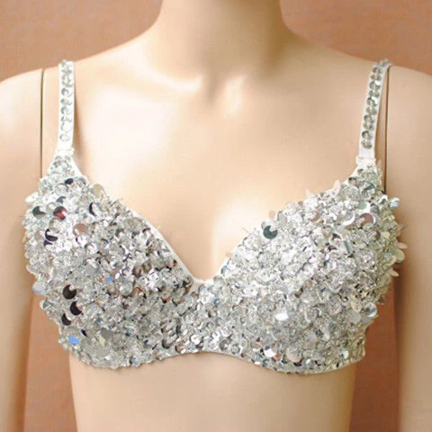 

Sexy Bras Women Party 2021 New Punk Dance Push Up Bra Nightclub Costumes Bras Bralette Encaje Rhinestone Decoration Girls' night