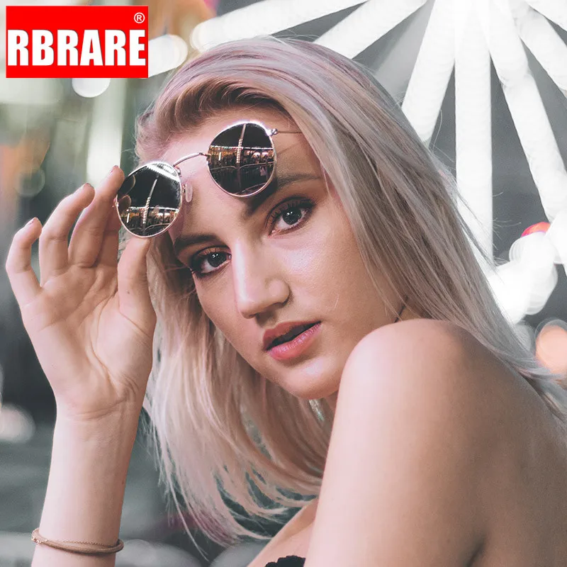 Круглые женские солнцезащитные очки RBRARE в стиле ретро зеркальные Мужские