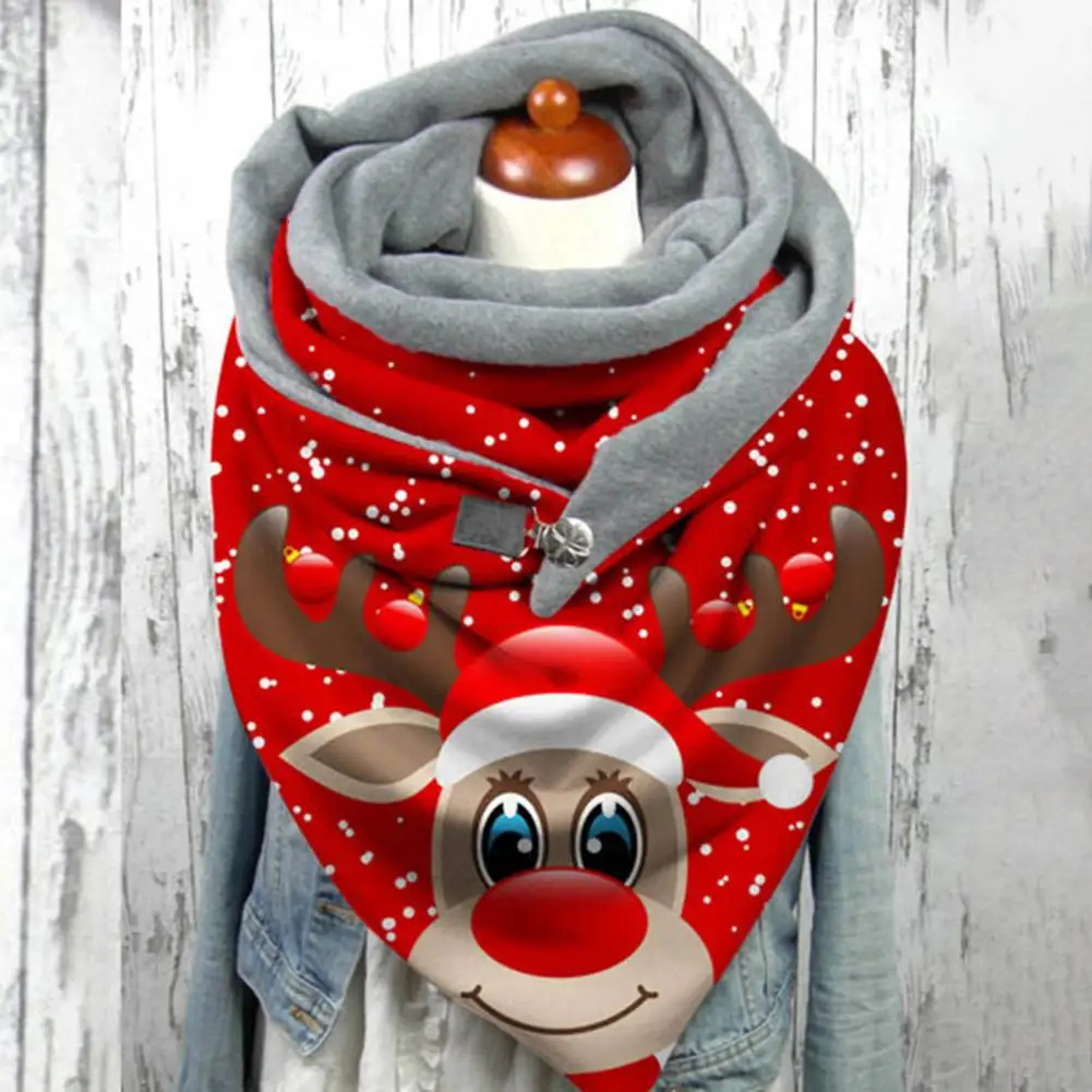 Женский шарф с милым принтом лося треугольный для путешествий Рождественский |