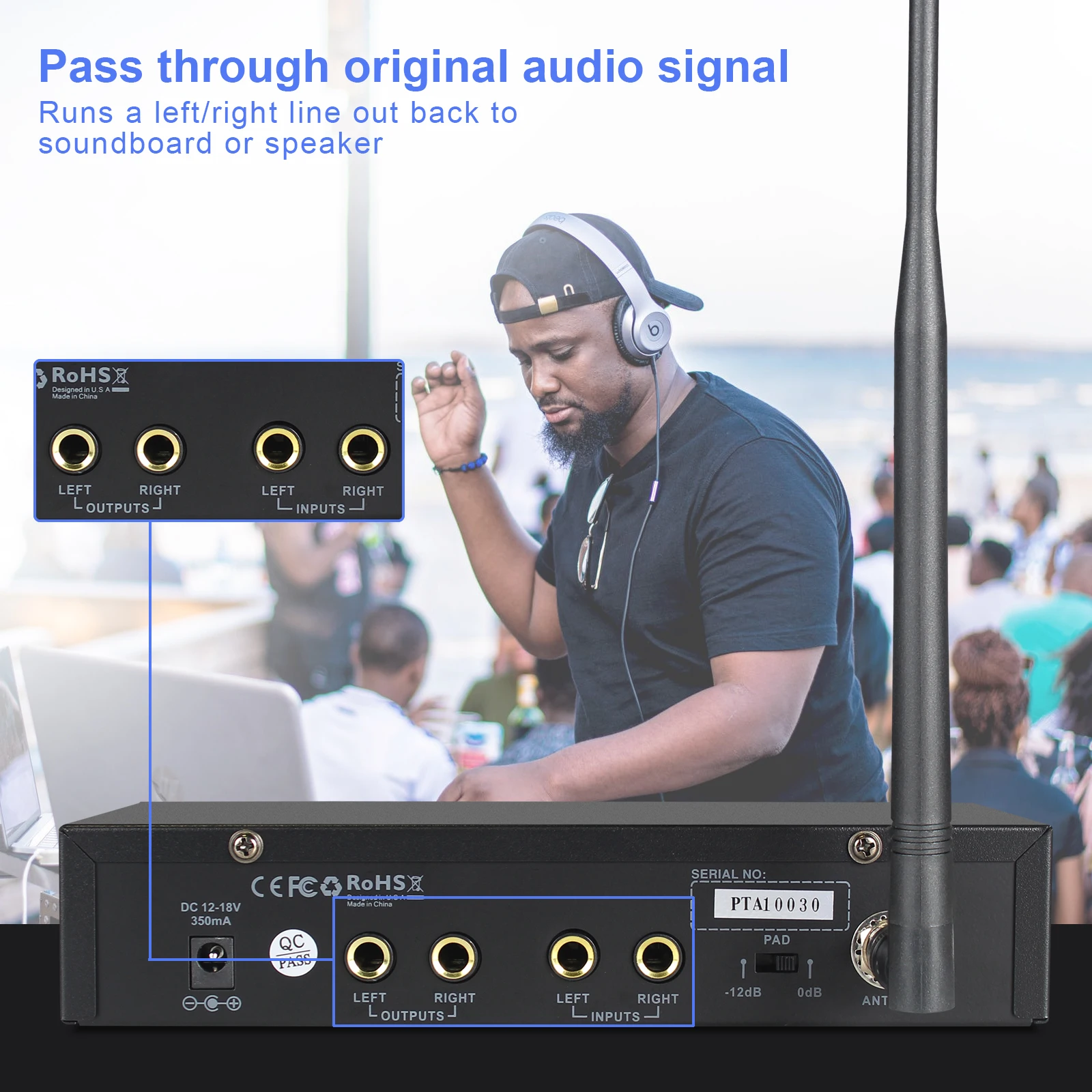 Phenyx Pro PTM-22 UHF Mono Dual Wireless in Ear Monitor System с набором для крепления в стойке (900 МГц)