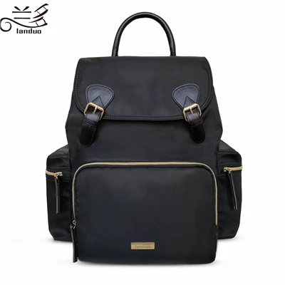 MPB39-black(2g) LAND Fashion кожа большой емкости Мумия Мама materntiy Пеленальный детский подгузник памперс сумка рюкзак с крючками детские сумки для мамы - Цвет: MPB39-black(2g)