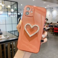 jewelled love heart luxury phone case for iphone 11 12 pro max electroplated for xr xs max fashion soft silicone cover