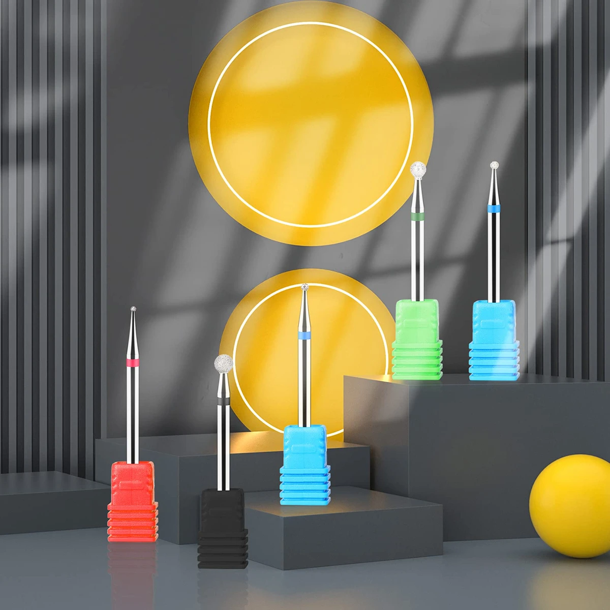 

5PCS Cuticle Cleaner Bits Diamond Nail File Drill Ball Head Rotary Burr Set 3/32" Drill Bit for DIY Nail Art Salon Manicure