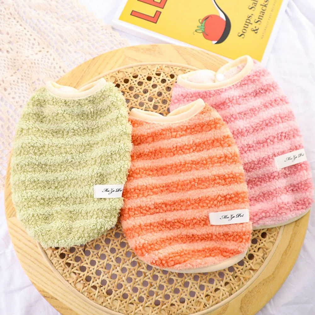 

Зимняя флисовая одежда для собак малого и среднего размера, жилет для собак, пальто в полоску, куртка, мягкие французские куртки, одежда