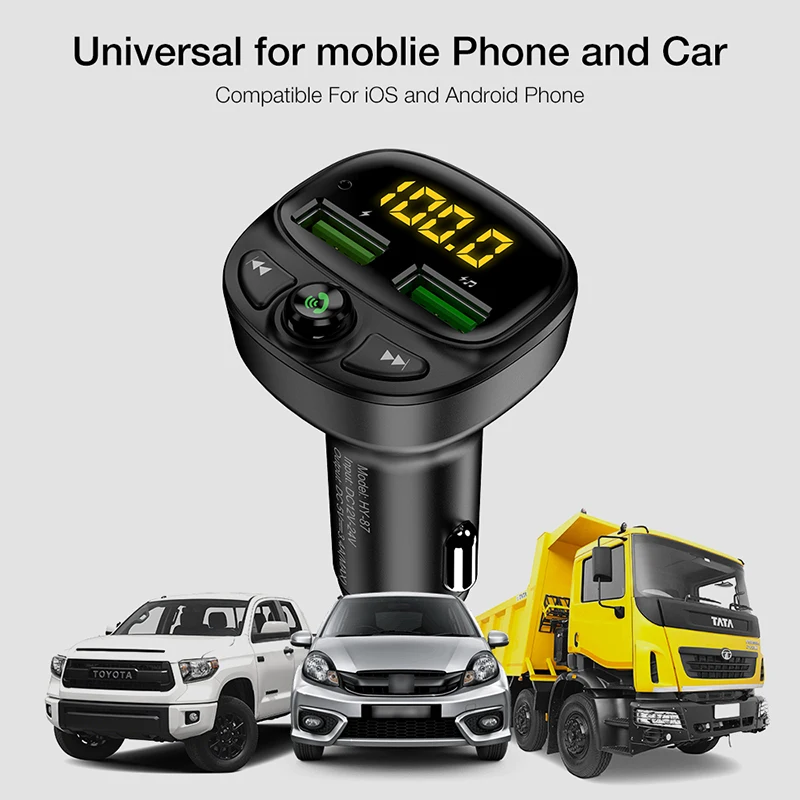 

Car FM Transmitter Wireless Car Bluetooth 5.0 Handsfree Car Kit Car Audio MP3 Player with 3.4A Quick Charge Dual USB Car Charger