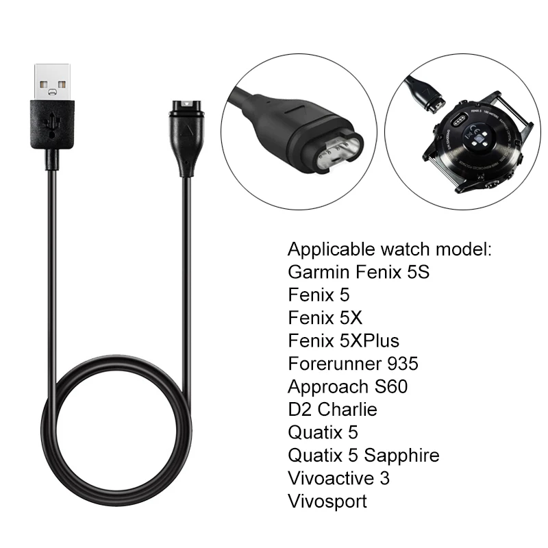 

1M Smart Watch Charger Cable For Garmin Fenix 5 5S 5X Plus,Forerunner 935,Approach S60,5 Sapphire,Vivoactive 3 Music,Vivosport