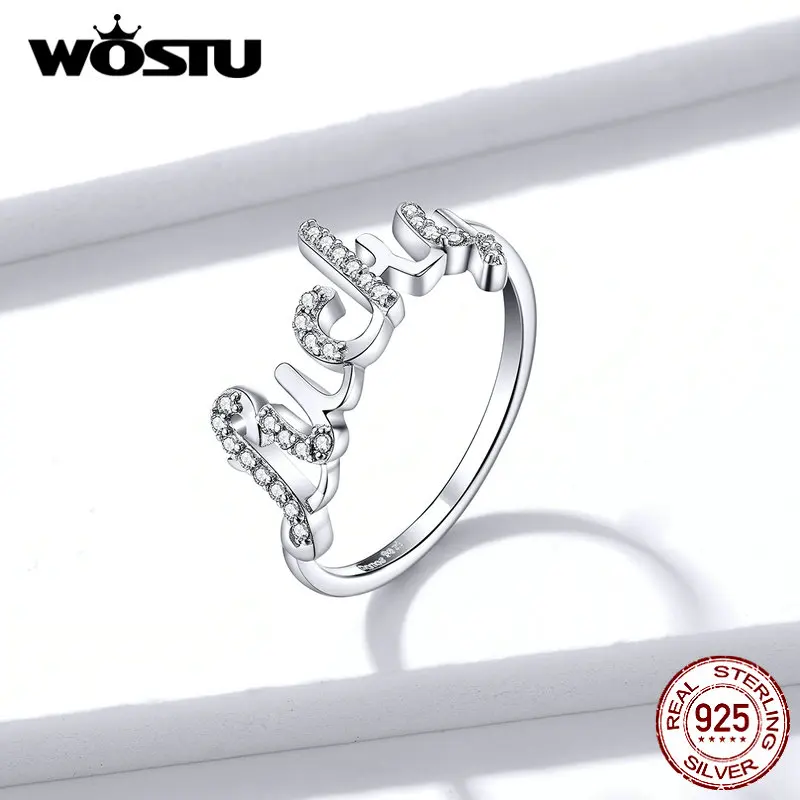 Женское кольцо с надписью WOSTU 100% Настоящее серебро 925 пробы ювелирное изделие FNR092