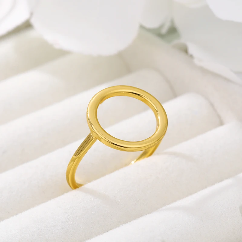 Minimalist Circle Rings Fashion Jewelry Adjustable Stainless Steel Simple Geometric Round Knuckle bague femme | Украшения и