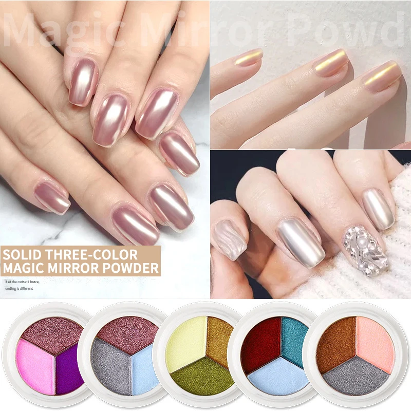 

3-color/box Solid Mirror Nail Powder Glitter Aurora Powder Nail Art Mirror Powder Gold Powder Solid Nail Glitter Nail Art TSLM1