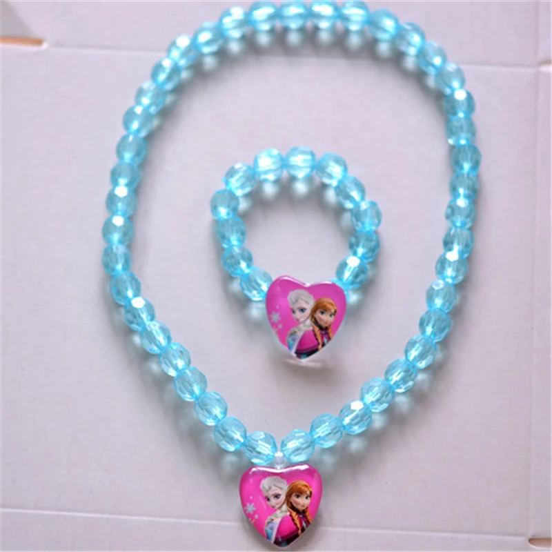 2 шт./лот диснеевских мультфильмов Холодное сердце детское ожерелье + браслеты