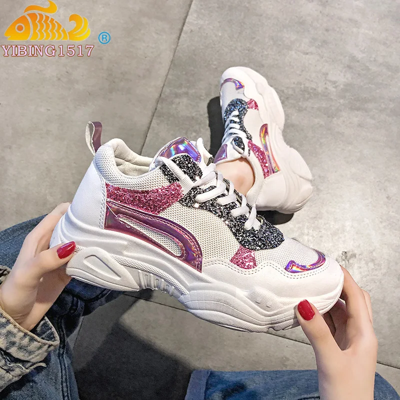 Женские кроссовки на массивной платформе модная женская Высокая Повседневная