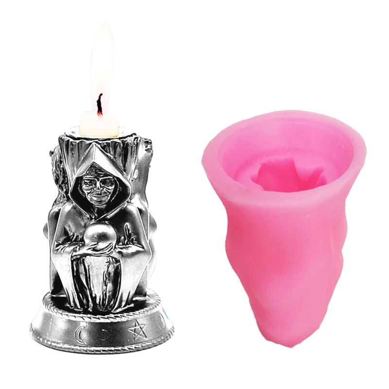 

Witch Goddess Candle Holder Epoxy Resin Mold Concrete Plaster Silicone Mould DIY