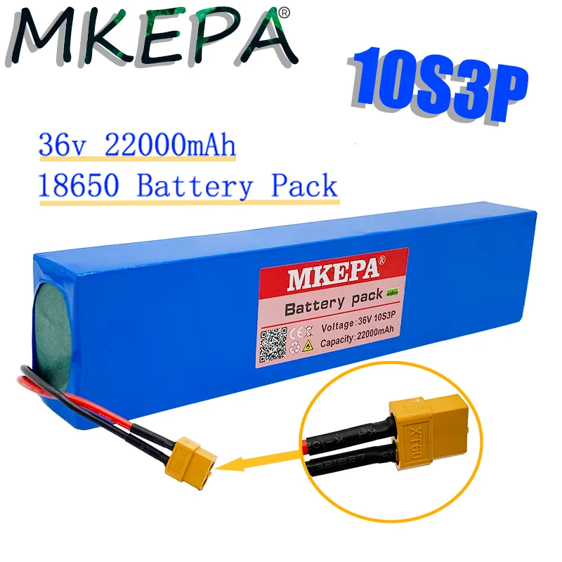 

10S3P 36V22Ah 18650 перезаряжаемый литиевый аккумулятор 10S3P 500W Высокая Мощность 22000mAh Большая емкость с разъемом BMS + XT60