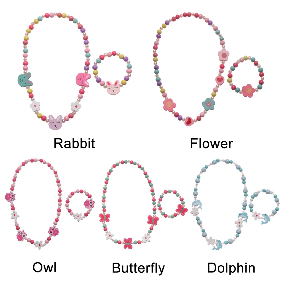 1 комплект бусы для девочек игрушки ожерелье браслет бабочки цветы дети колье