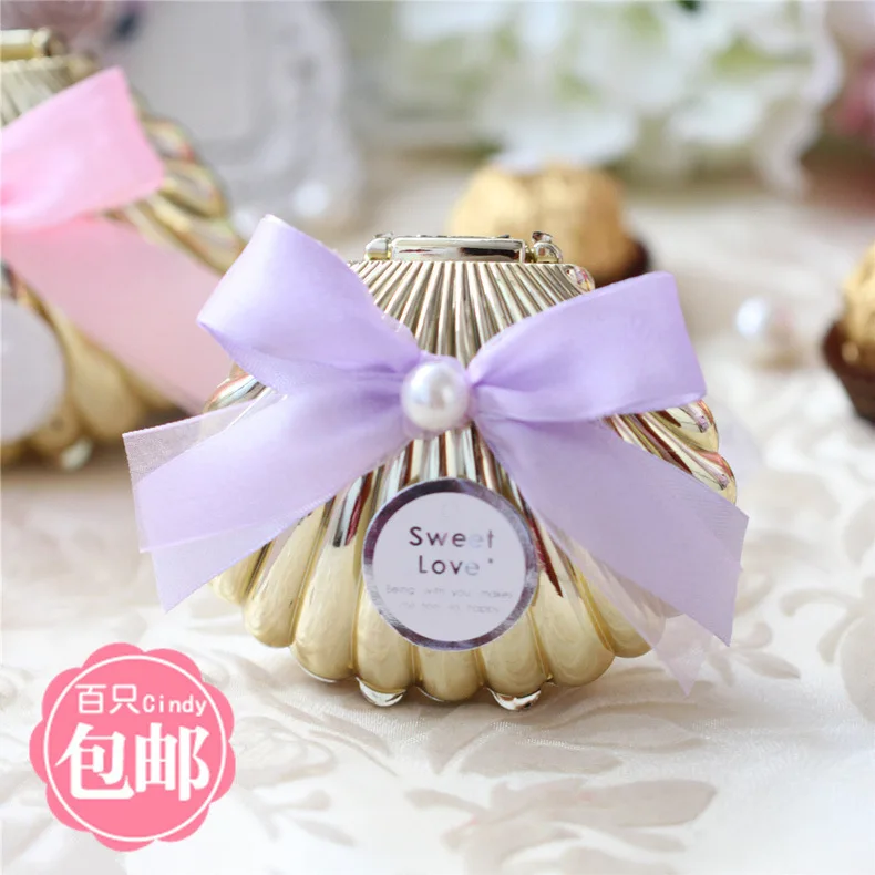 

shells candy box wedding candy plastic packaging box cellofaanzakjescajas para regalosbolsasgalletas cookies baby box chocolates