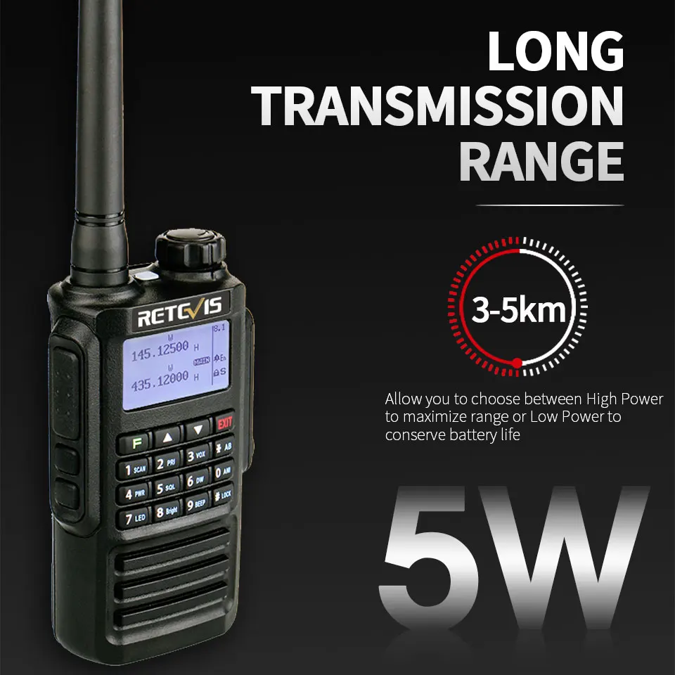 IP67 водонепроницаемый Walkie Talkie RETEVIS RT87 профессиональный большой диапазон 5 Вт UHF(или VHF) Hands Free FM Двухстороннее Радио рация