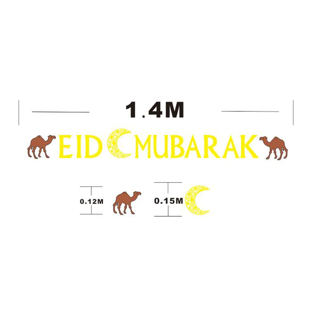 1pc Eid Mubarak Letters Banner Camel Bunting Garland Hanging Banners Pennants Pendant Flag Party Decorations For Lesser Bairam | Дом и сад