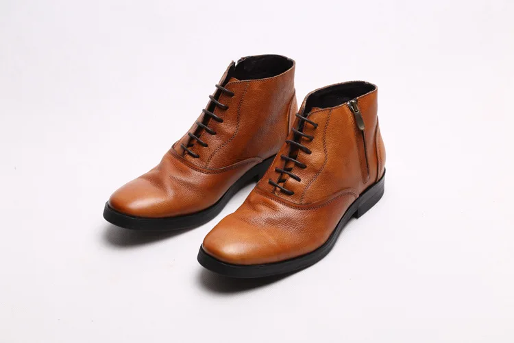 

High Quality New Fashion Men Genuine Leather Lace-up Boots Male Casual Classic Trendy Low Heel Martin Boots Zapatos De Hombre