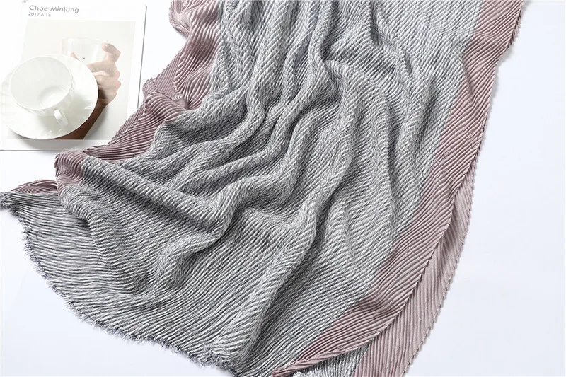 Элегантный хлопковый шарф модные плиссированные женские мягкие зимние теплые