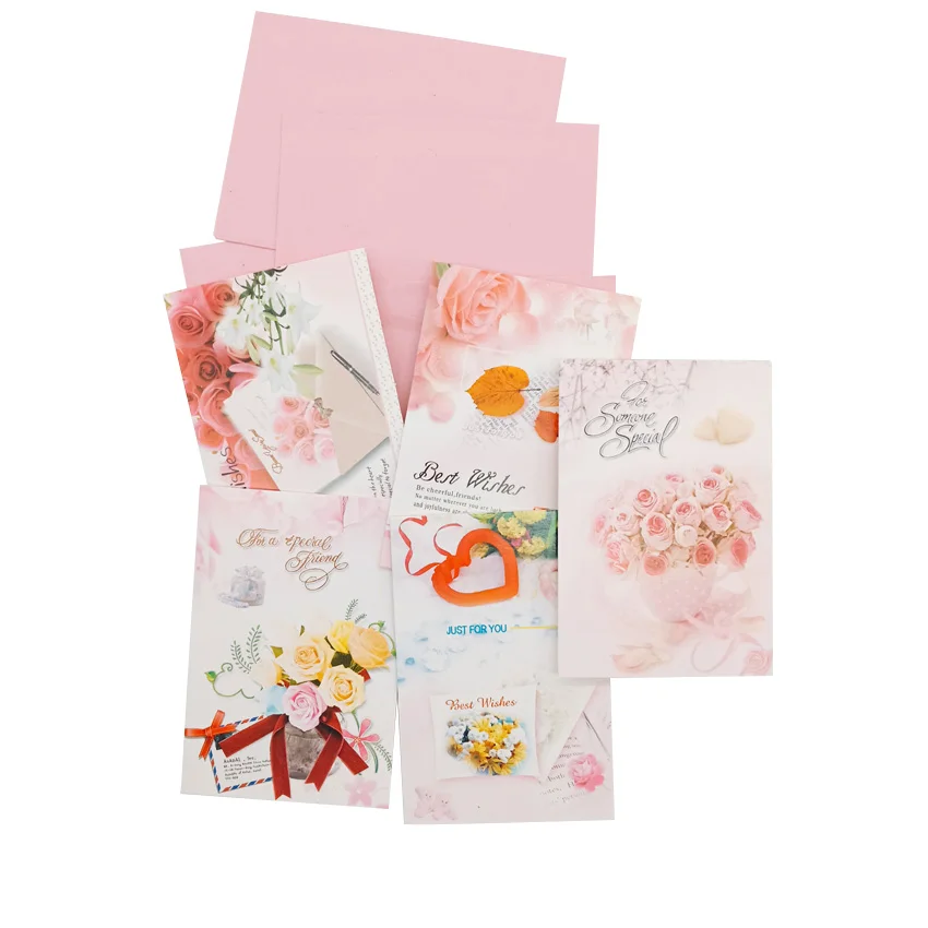 100pcs/lot Flower Pink Small Greeting Card Wedding Birthday Invitation Blessing Party Gift Travel Supply Label Random | Дом и сад