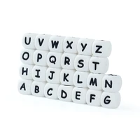12mm 20pclot baby square english alphabet beads teething loose bead for pacifier chain accessories safe oral care bpa free