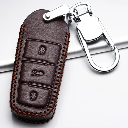 H1 Brown Кожаный чехол для автомобильных ключей, чехол для ключей, пульт дистанционного управления для Volkswagen VW серии Passat B7 Magotan CC Portect Leon, автомобильный продукт - Название цвета: H1 Brown