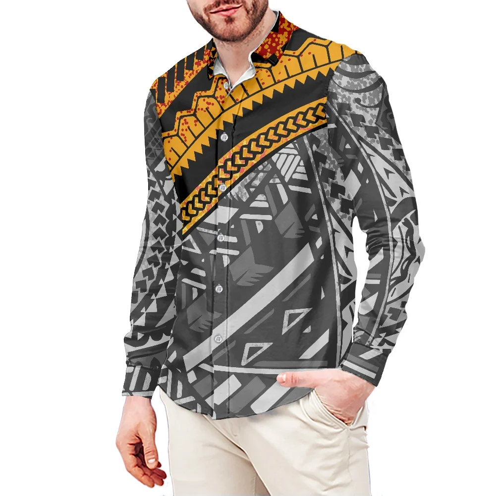 Рубашка мужская с длинным рукавом винтажная принтом татуировок | Мужская одежда